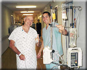 Punch and nurse "Road work" at 7 am in the hallways of UCLA Medical Hospital